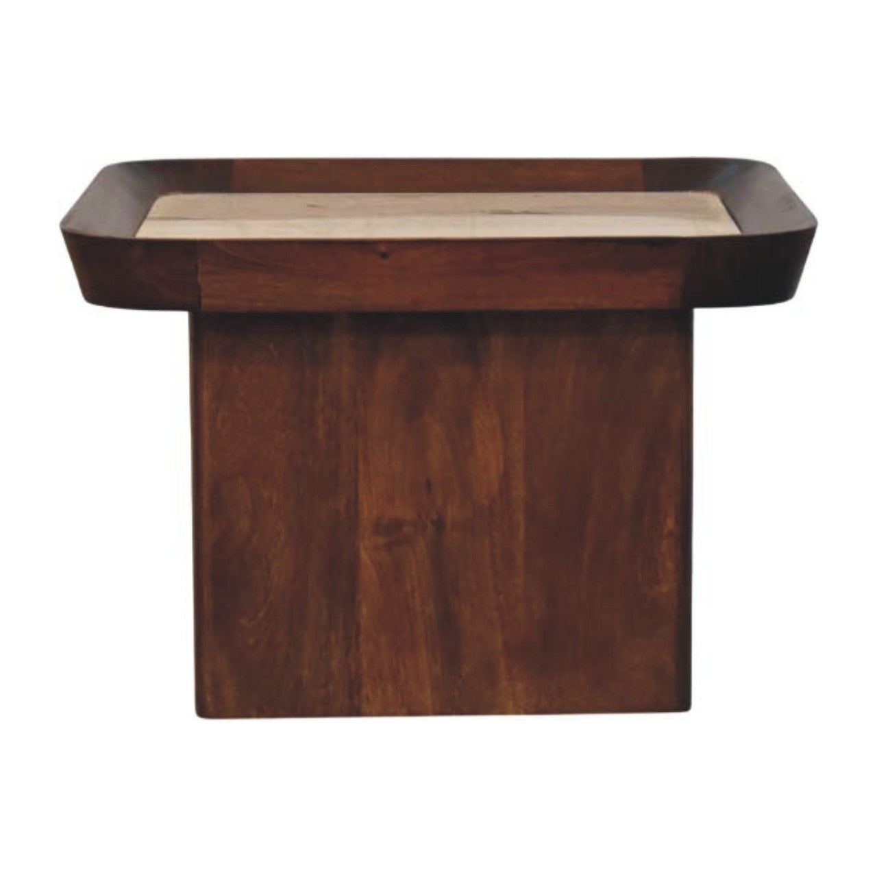 Solid Wood Travertine Top Tray Coffee Table