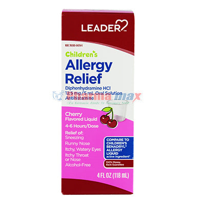 Perrigo Leader Children Allergy Relief, Cherry Flavor, 4 Oz