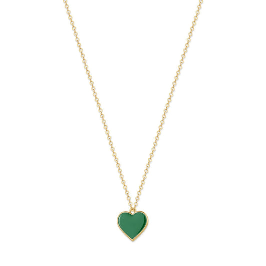 Single Hearted Girl Green Heart Necklace | Magnetic Clasp