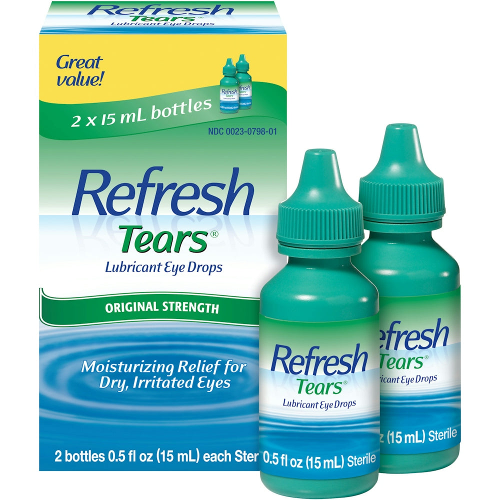 Refresh Tears Moisturizing Relief Lubricant Eye Drops 2 Bottles 0.5 Fl Oz Bottle