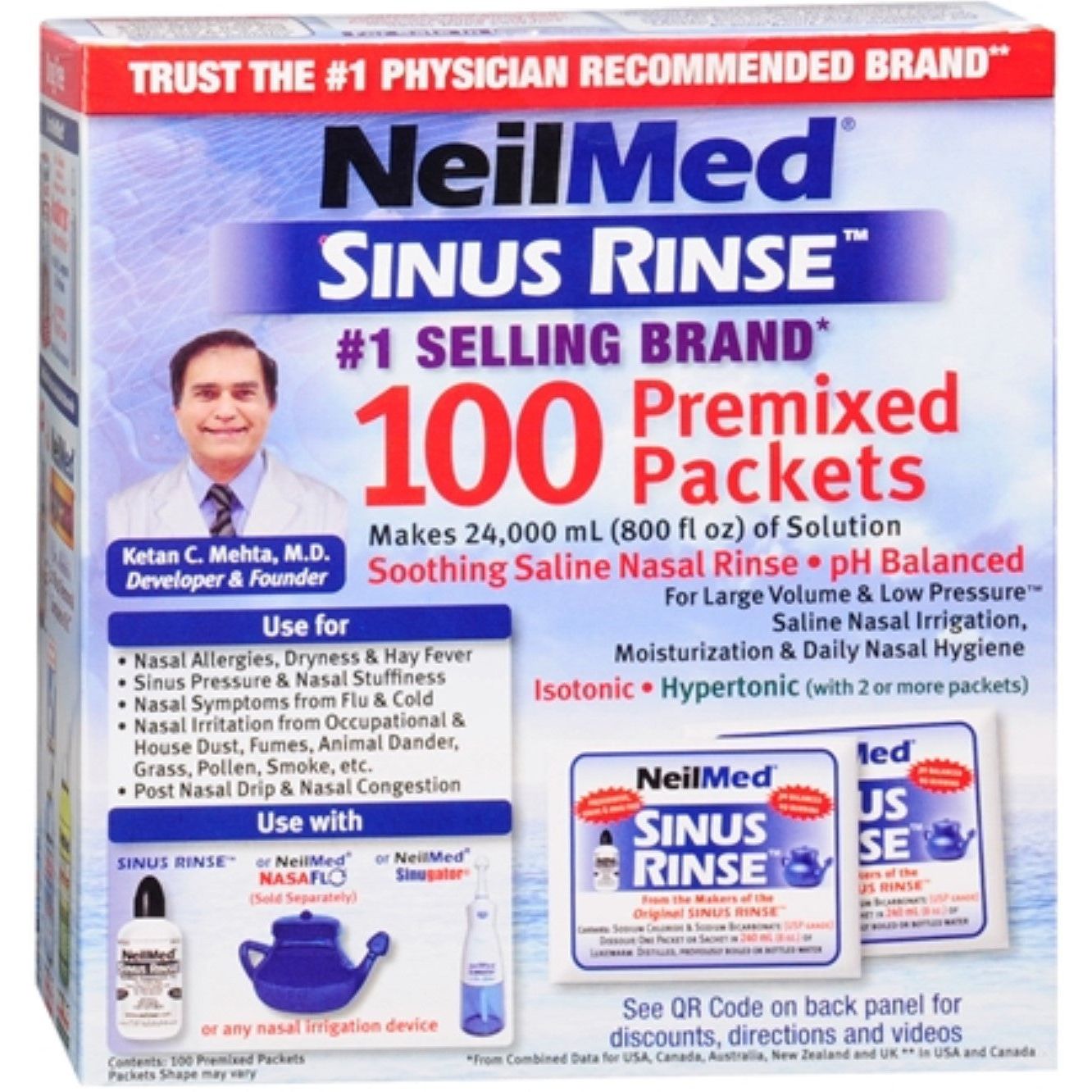 NeilMed Sinus Rinse Saline Nasal Rinse, Premixed Packets