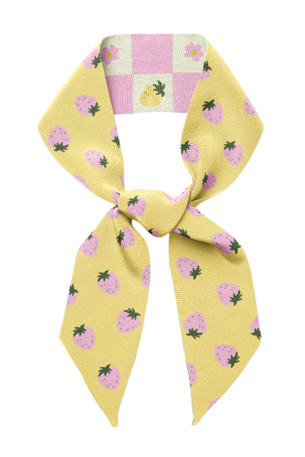 Strawberry Checkers Twilly Ribbon Scarf