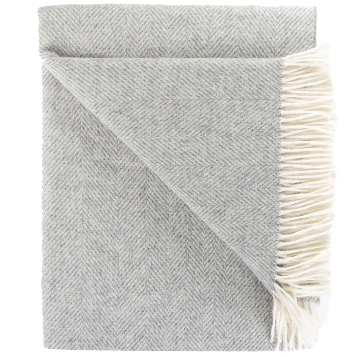 Southampton Home Merino Wool Herringbone Throw (Silver)