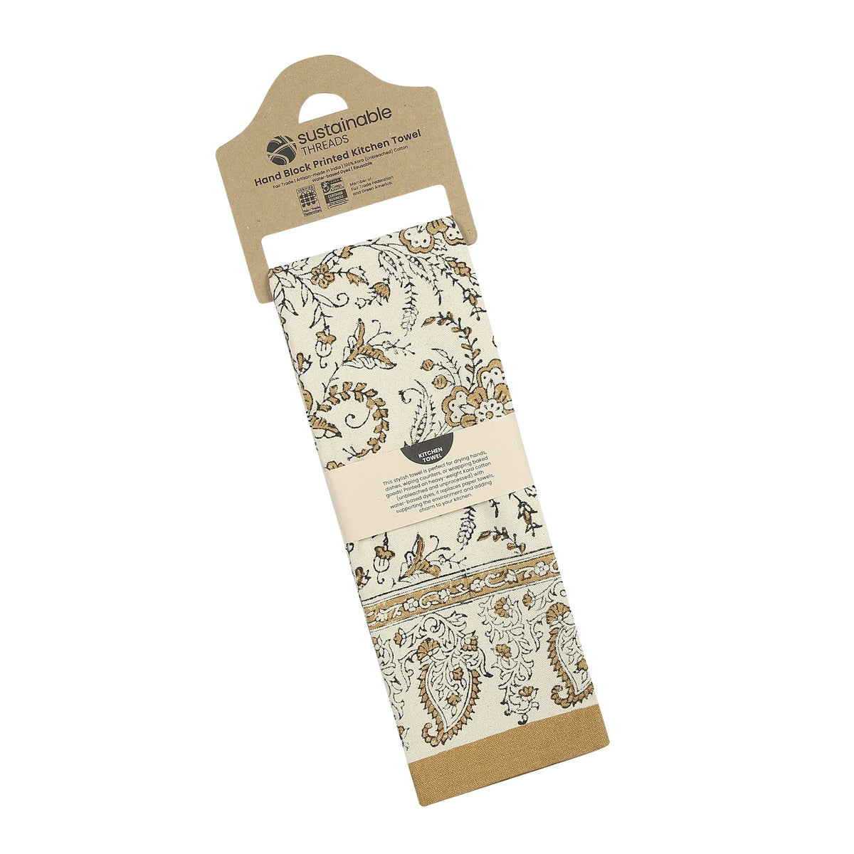 Cotton Kitchen Towel | Hand Block Printed | Ivy