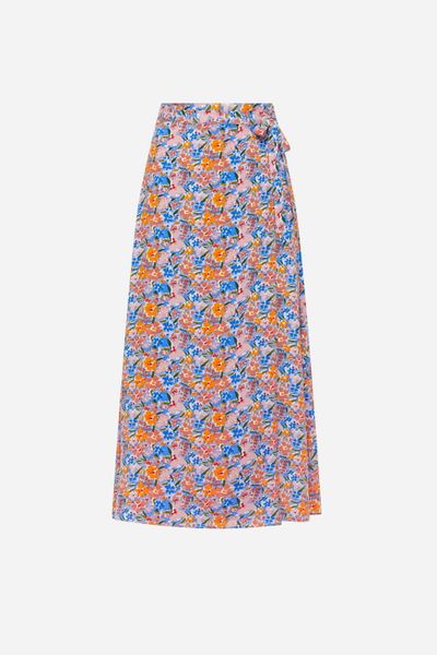 Faux Wrap Skirt- Colorful Floral