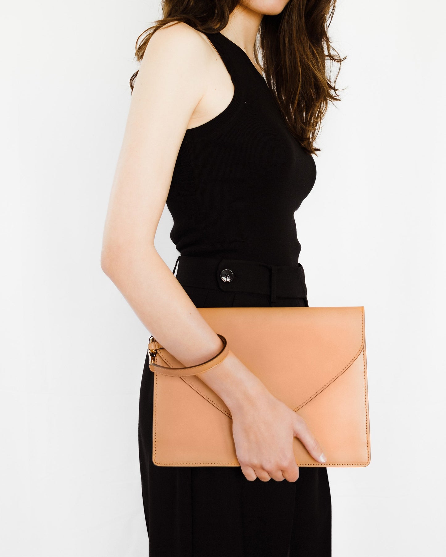 Envelope Clutch in Vegetable tanned calfskin and Suede Leather