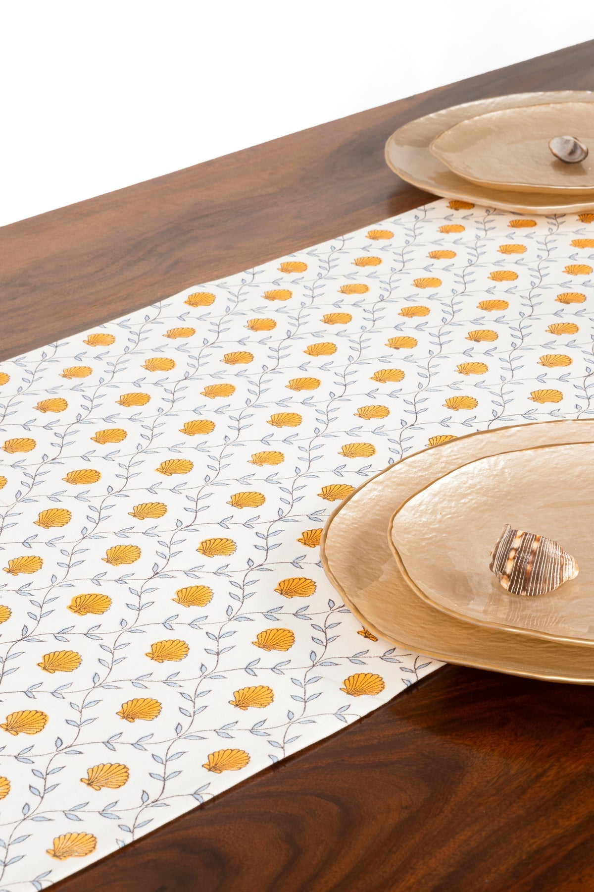 Seashell Blockprint Table Runner