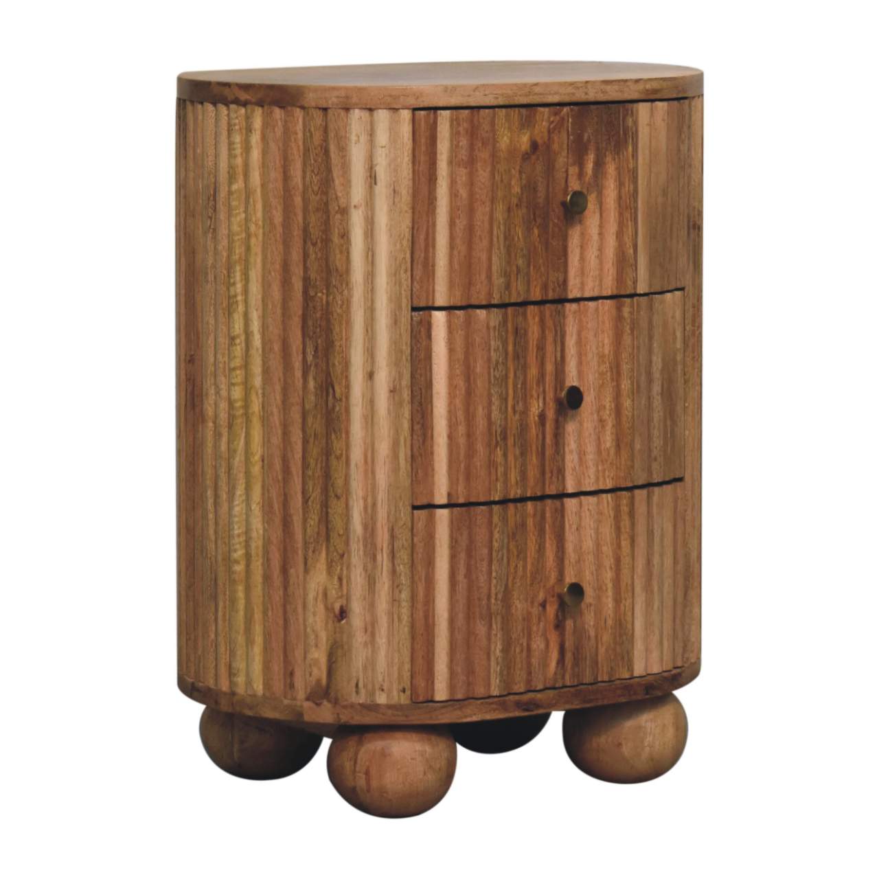 Solid Wood Soba Ball 3-Drawer Bedside Table