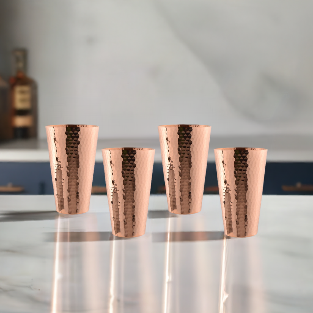 Hammered Copper Ice Tea Tumbler (Set of 4) - Osadia Concept Store