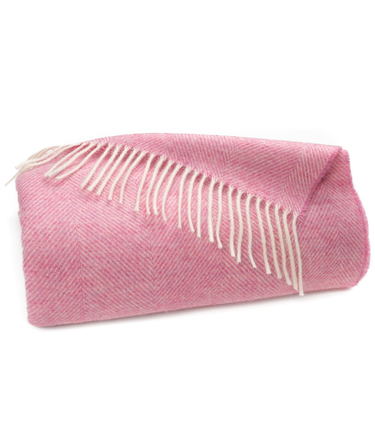 Southampton Home Shetland Lambswool Herringbone Throw – Light Pink | Woven in England