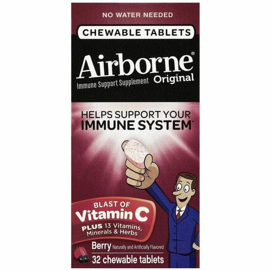 Airborne Immune Support Supplement Vitamin C Berry Chewable Tablets