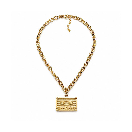 Golden Replay Cassette Necklace