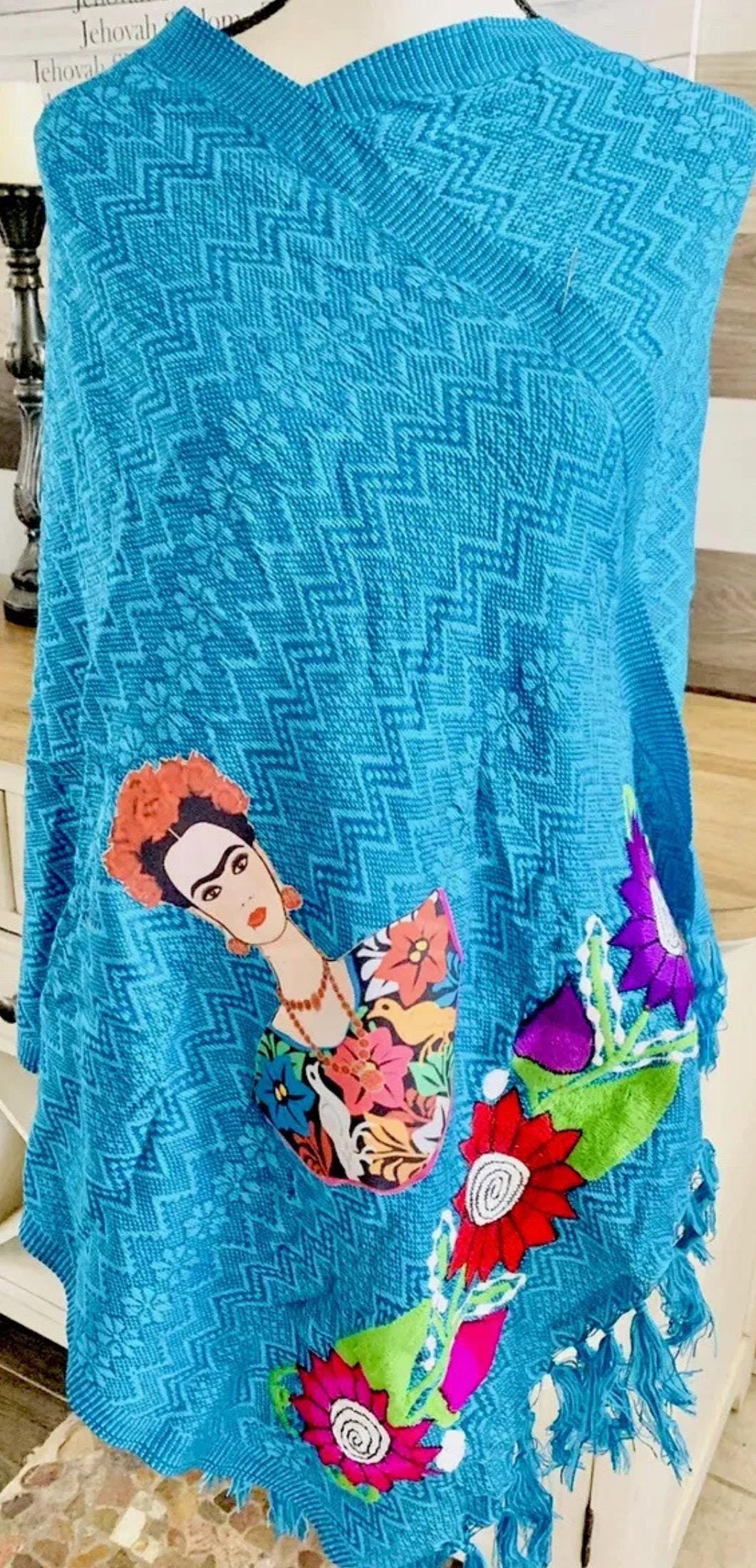 Frida Kahlo Embroidered Shawl Rebosos Bordados de Frida Kahlo con Imagen