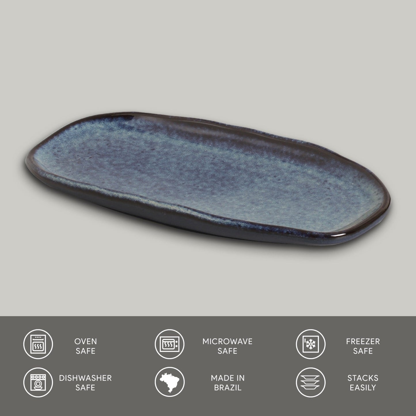 Shallow Organic Oval Platter Small Set of 4