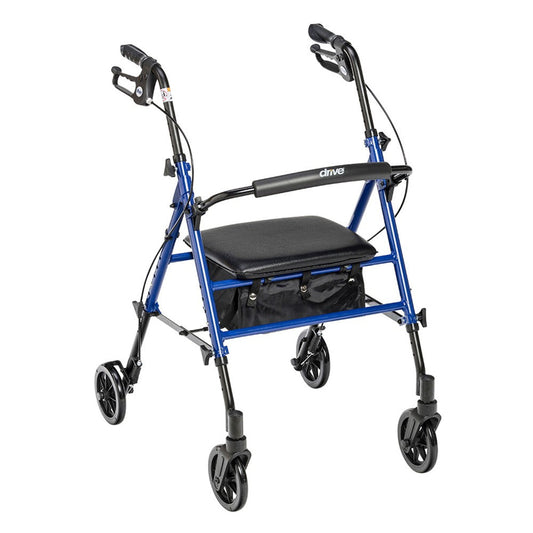 Drive Medical Adjustable Height Blue Rollator With 6" Wheels