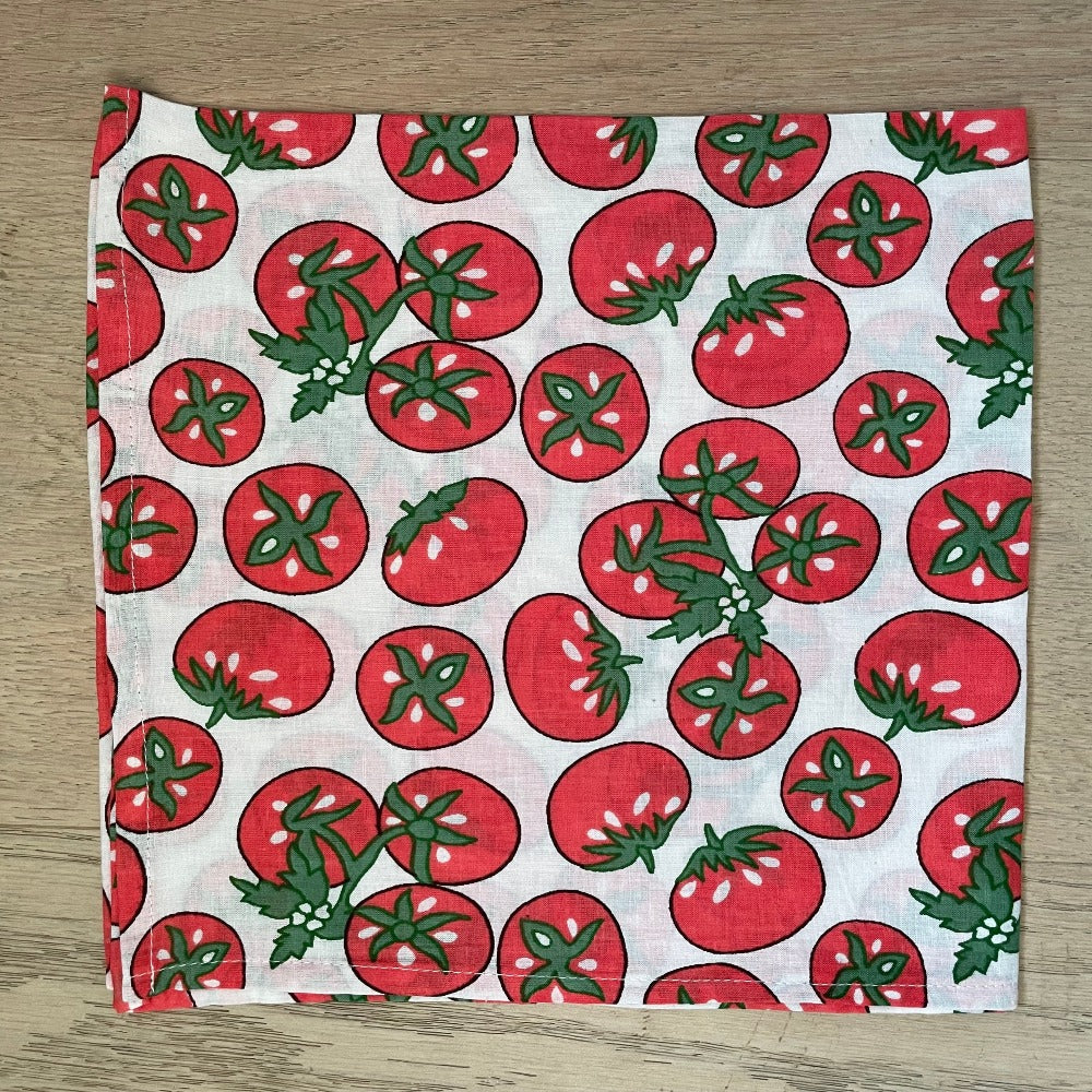 Bandana Scarf - Tomato White Square