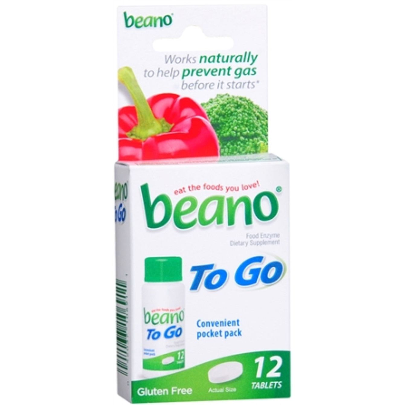 Beano To Go Food Enzyme Dietary Supplement Tablets