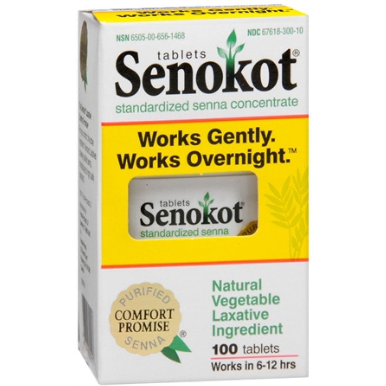 Senokot Regular Strength Tablets Natural Vegetable Laxative Ingredient