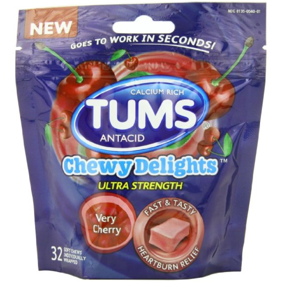 Tums Chewy Delights Ultra Strength Antacid Very Cherry Soft Chews