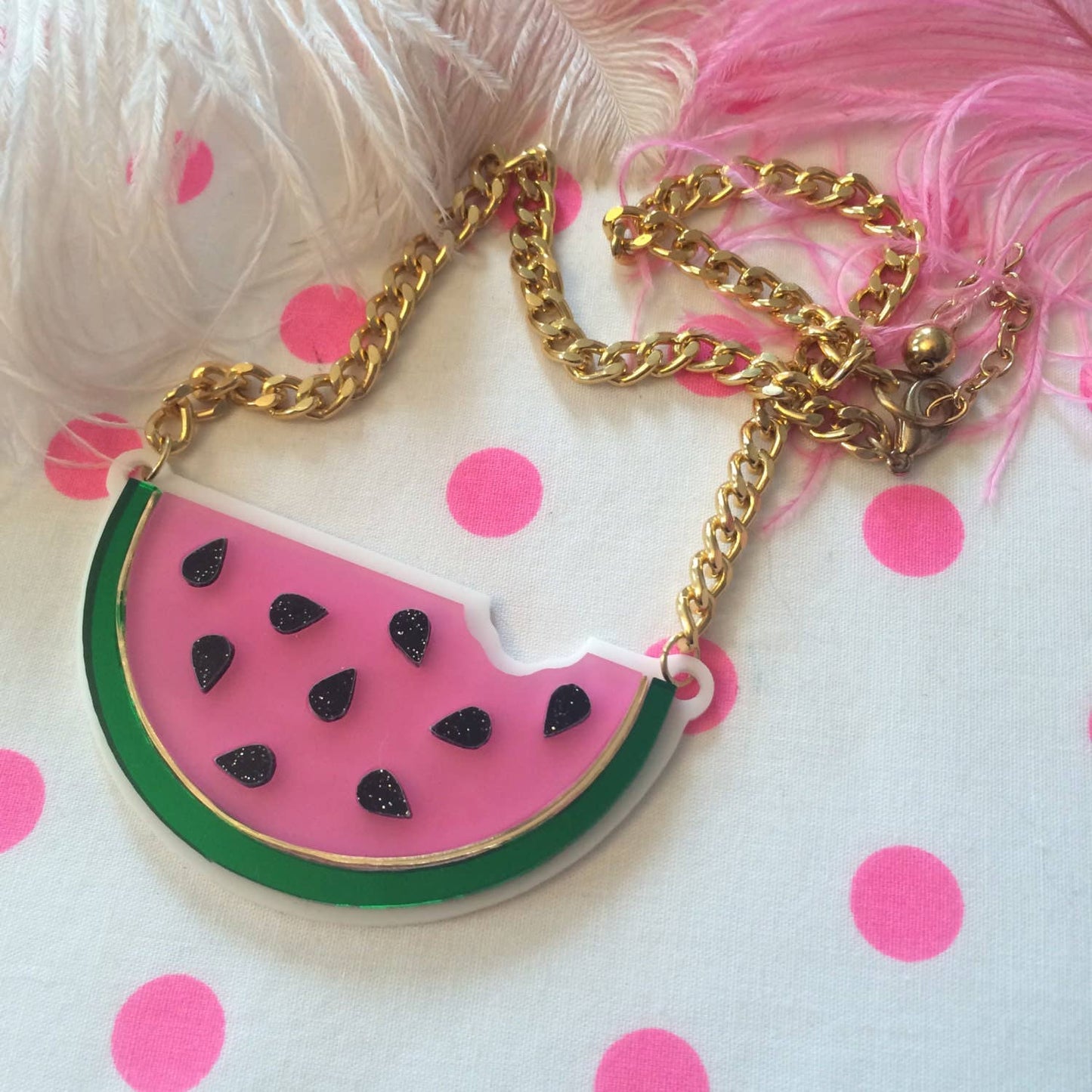 Watermelon Slice Acrylic Statement Necklace