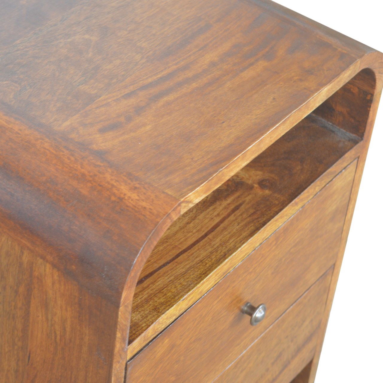 Solid Wood Chestnut Curve 2-Drawer Nightstand