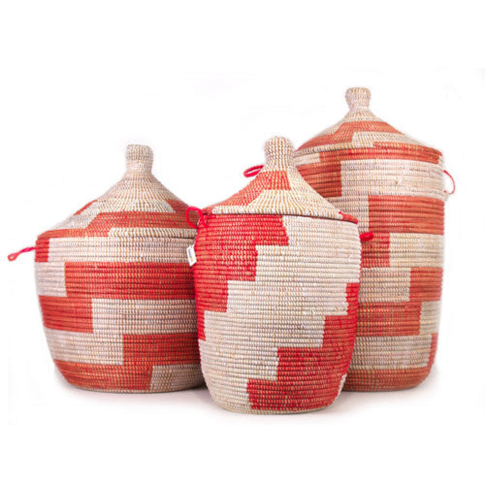 Low Storage Basket - Red Stripe