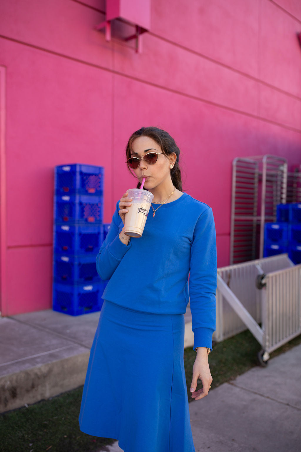 Sweatshirt Tee- Cobalt