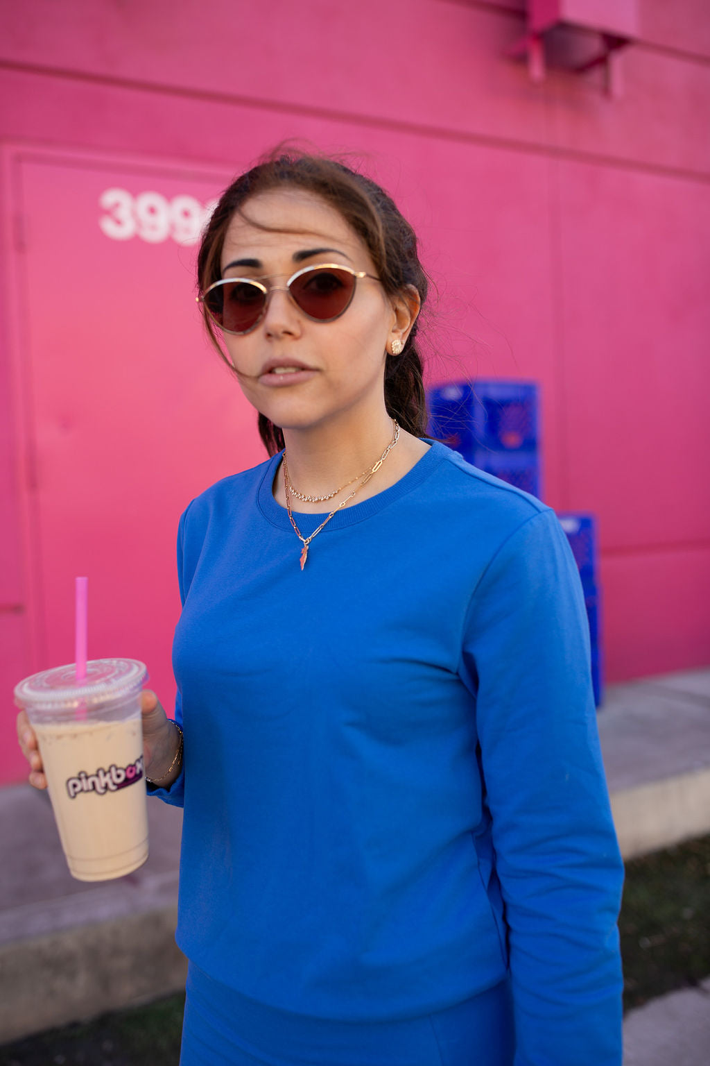Sweatshirt Tee- Cobalt