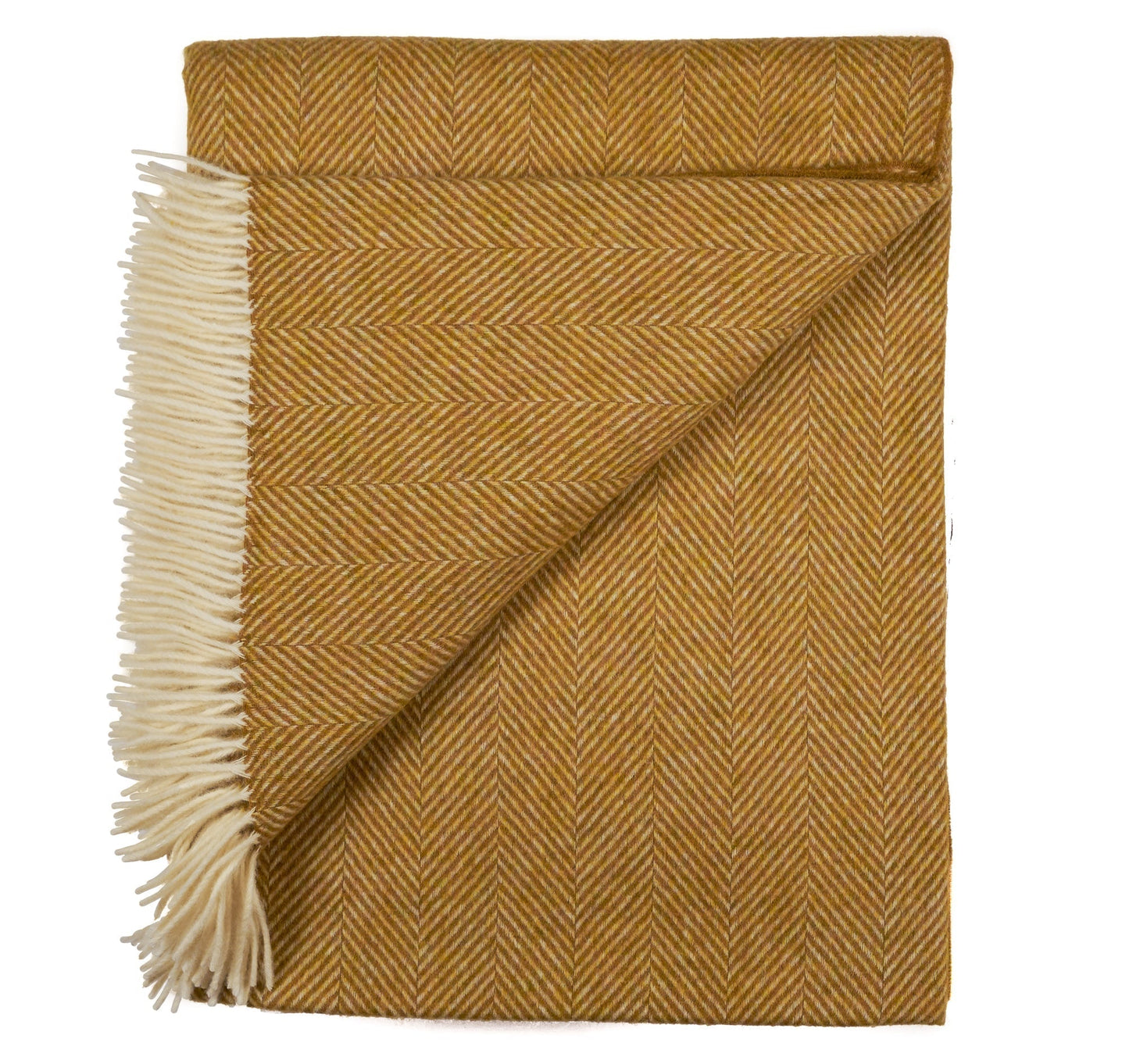 Southampton Home Merino Wool Herringbone Throw (Gold)