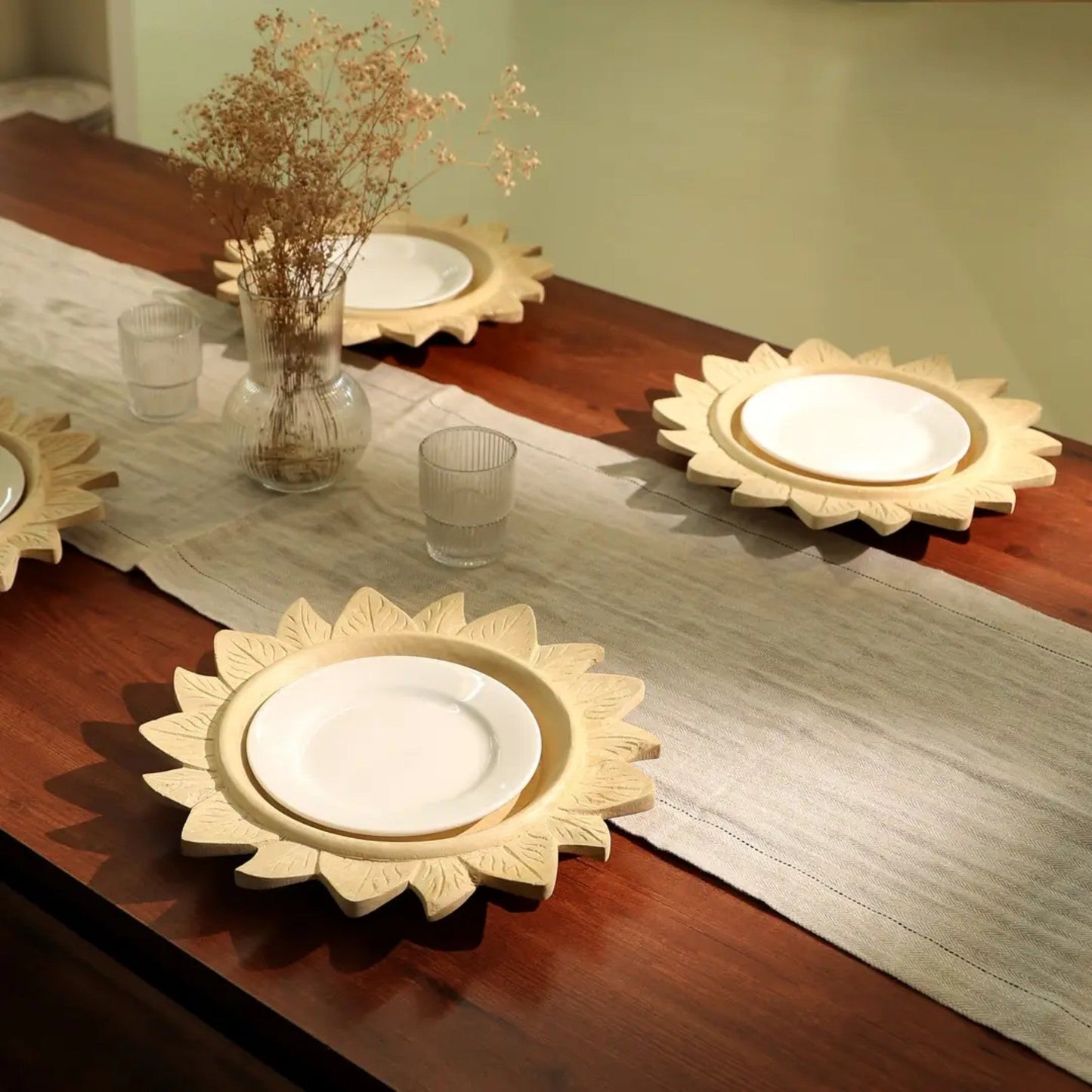 Wood Charger Plate | Handmade 13" Artisan Wooden Tableware | Elegant Dining Accent
