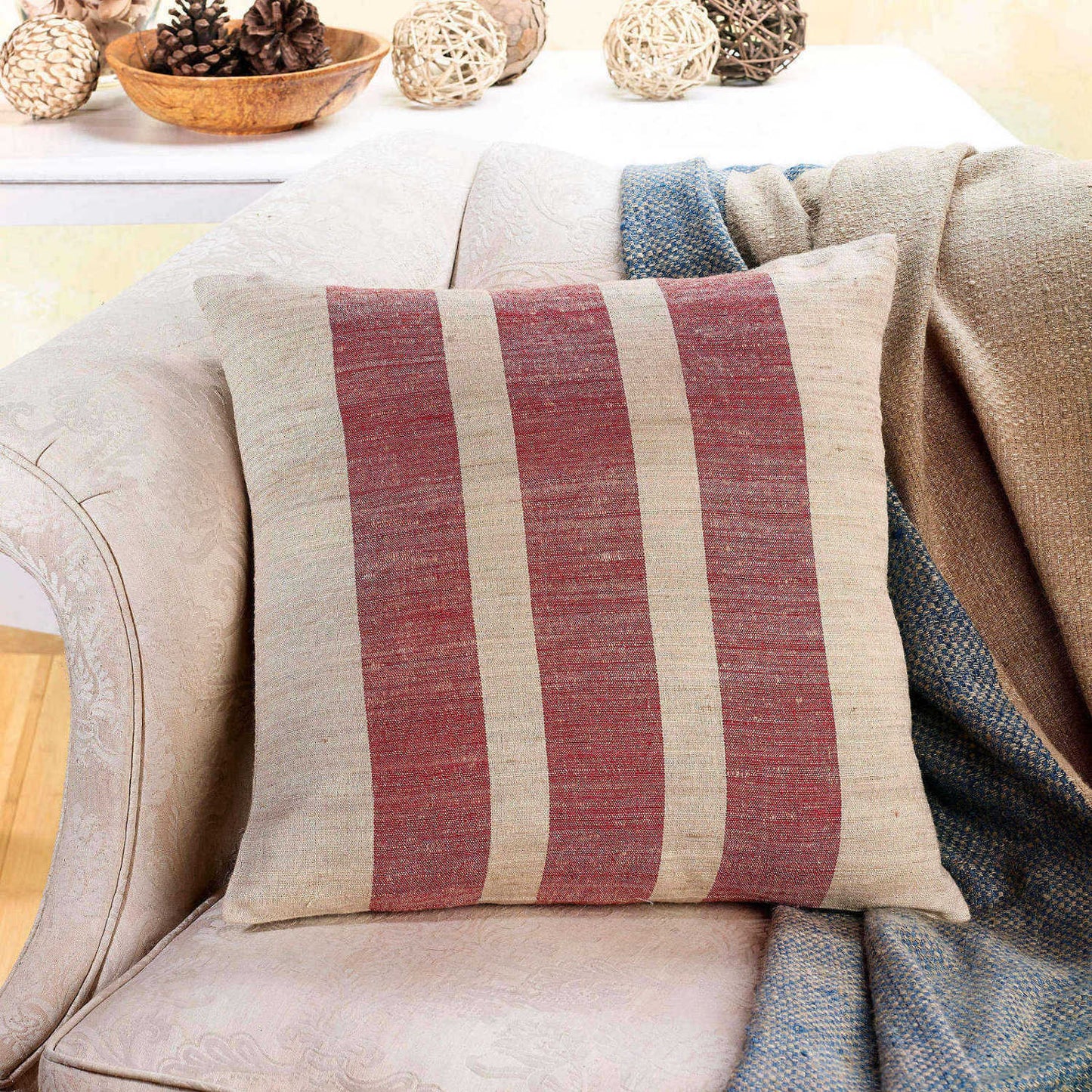 Striped Silk Pillow with Down-Alternative Insert – Handspun, Handwoven & Cruelty-Free