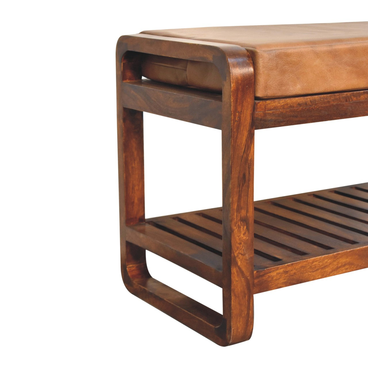 Solid Wood Small Buffalo Slatted Bench