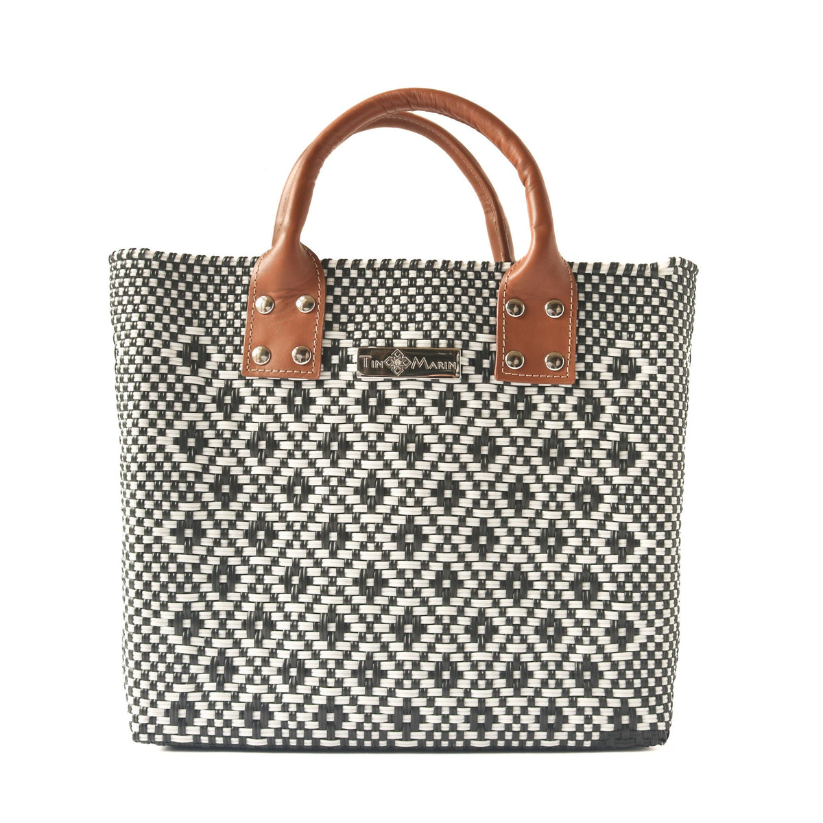 Panda Large Woven Crossbody Bag with Leather