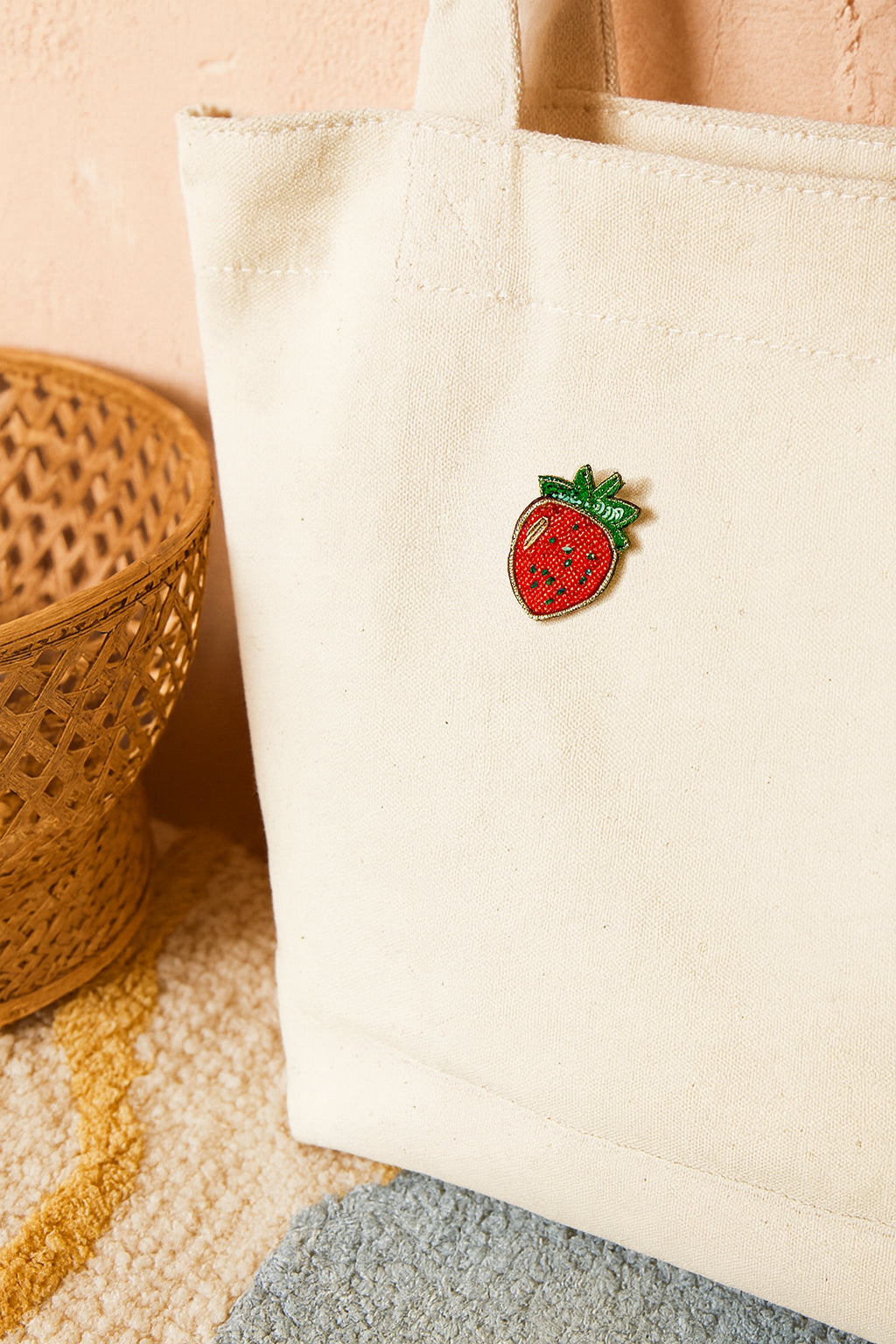 Bala Mani Beaded Strawberry Brooch Pin - Handmade