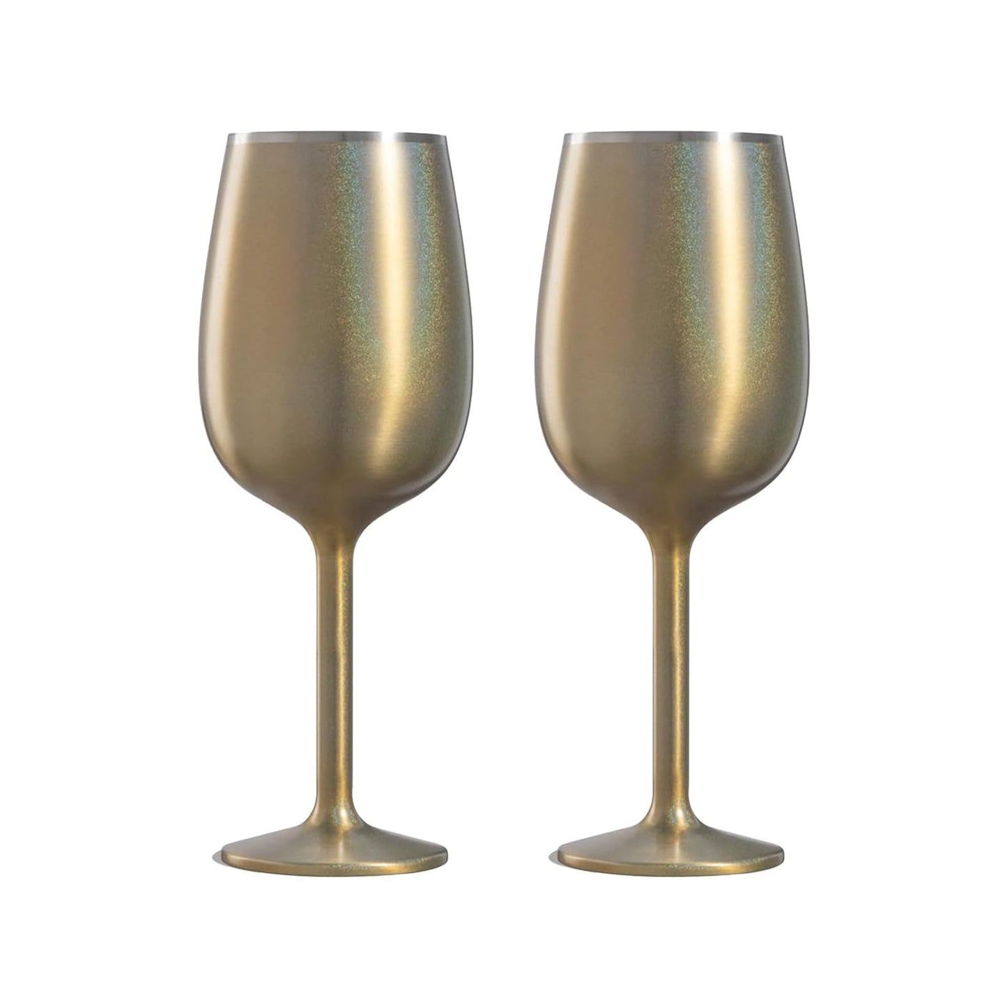 Stainless Steel Stemmed Wine Glass, Set of 2 - Gold