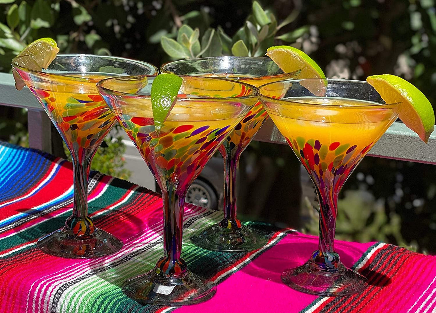 Confetti Carmen Design Margarita Glasses - Martini Style - Set of 4