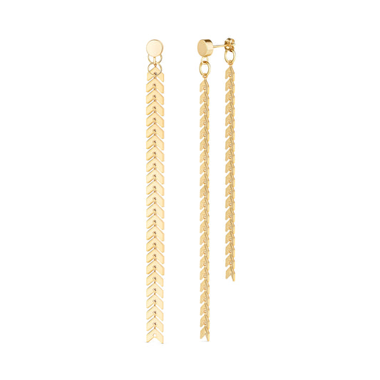 Elegante Gold Chevron Dangle Earrings
