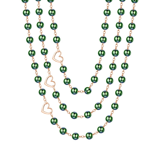 Jasmine Green Hematite 3-Layer Necklace | Magnetic Clasp