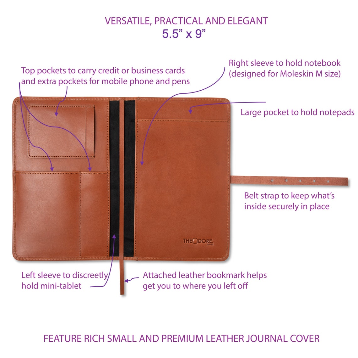 Theodore A5 Leather Journal Cover