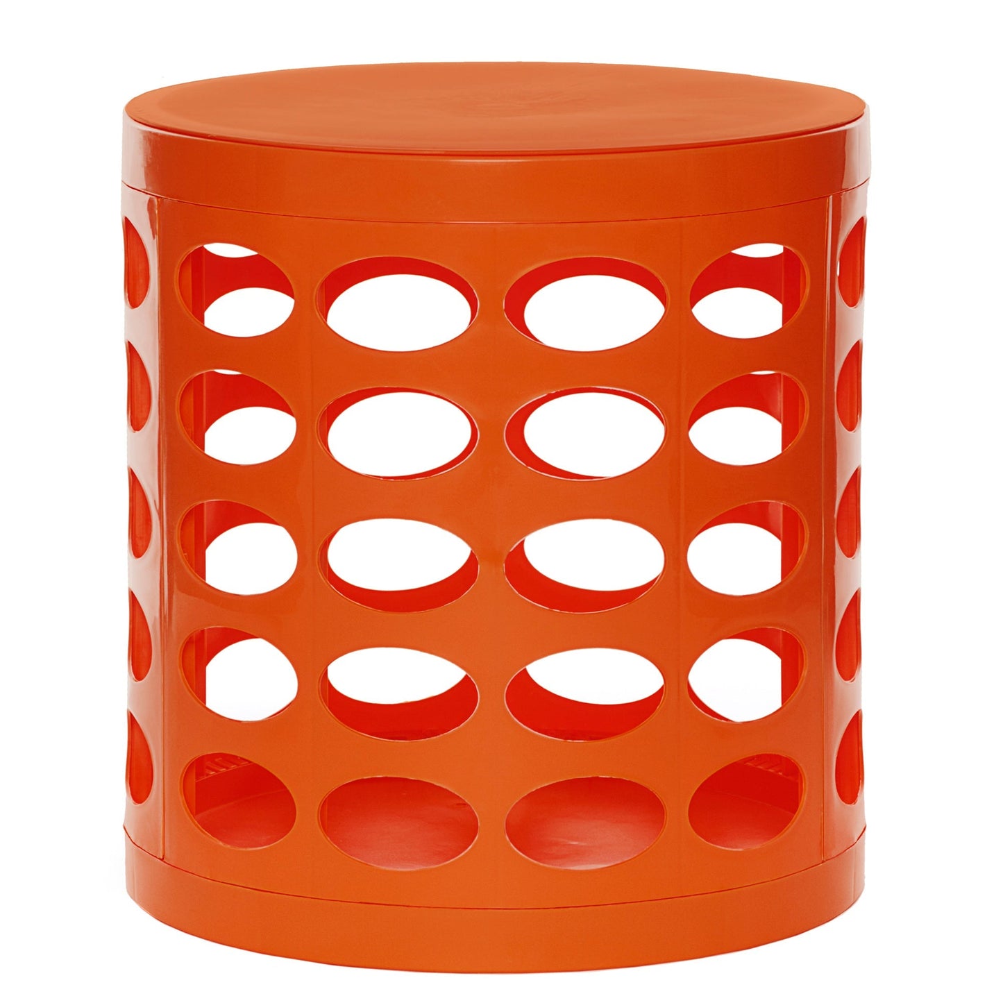 Otto Storage Stool | Round Plastic Storage Ottoman with Oval Perforated Pattern