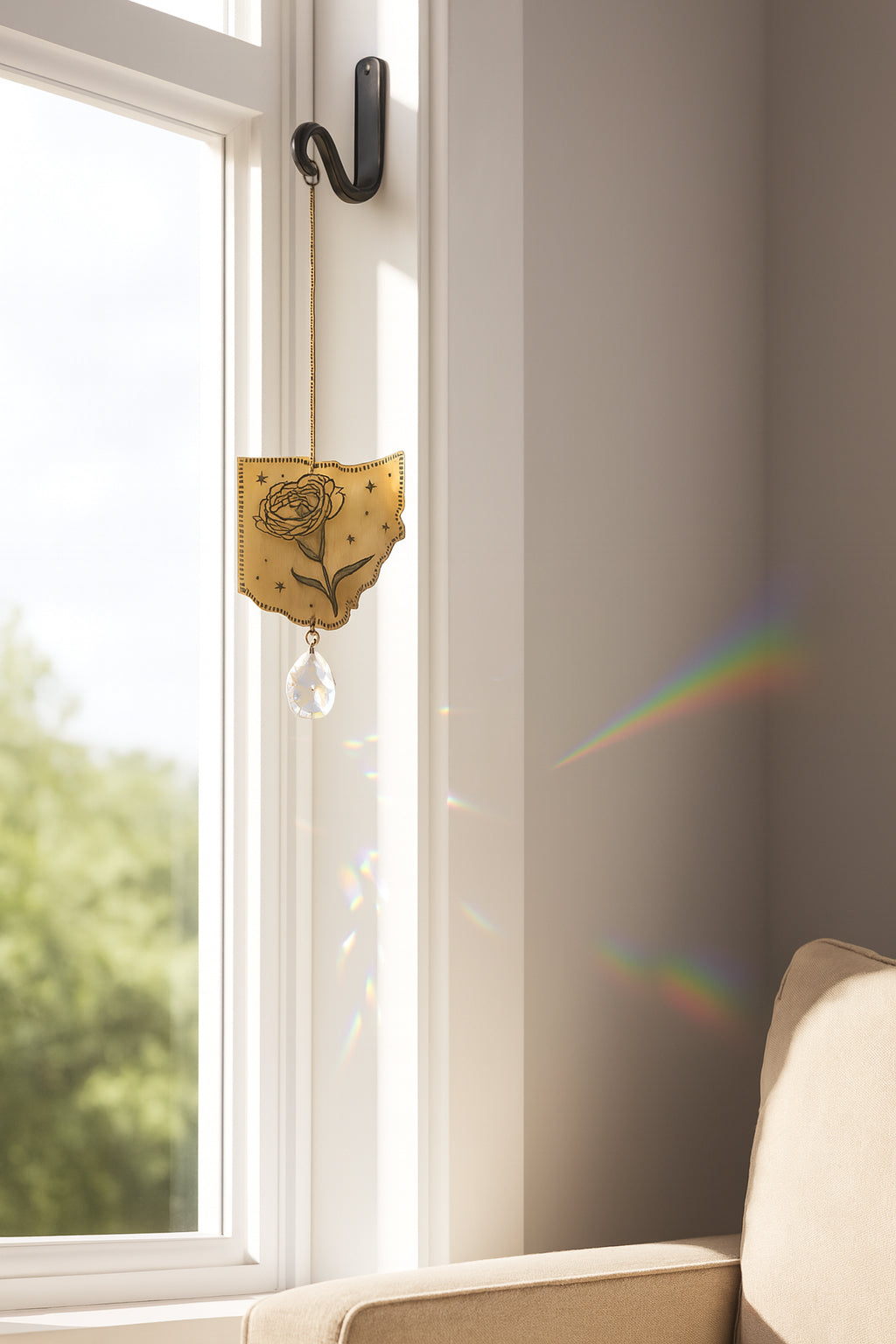 Ohio State Carnation Engraved Suncatcher