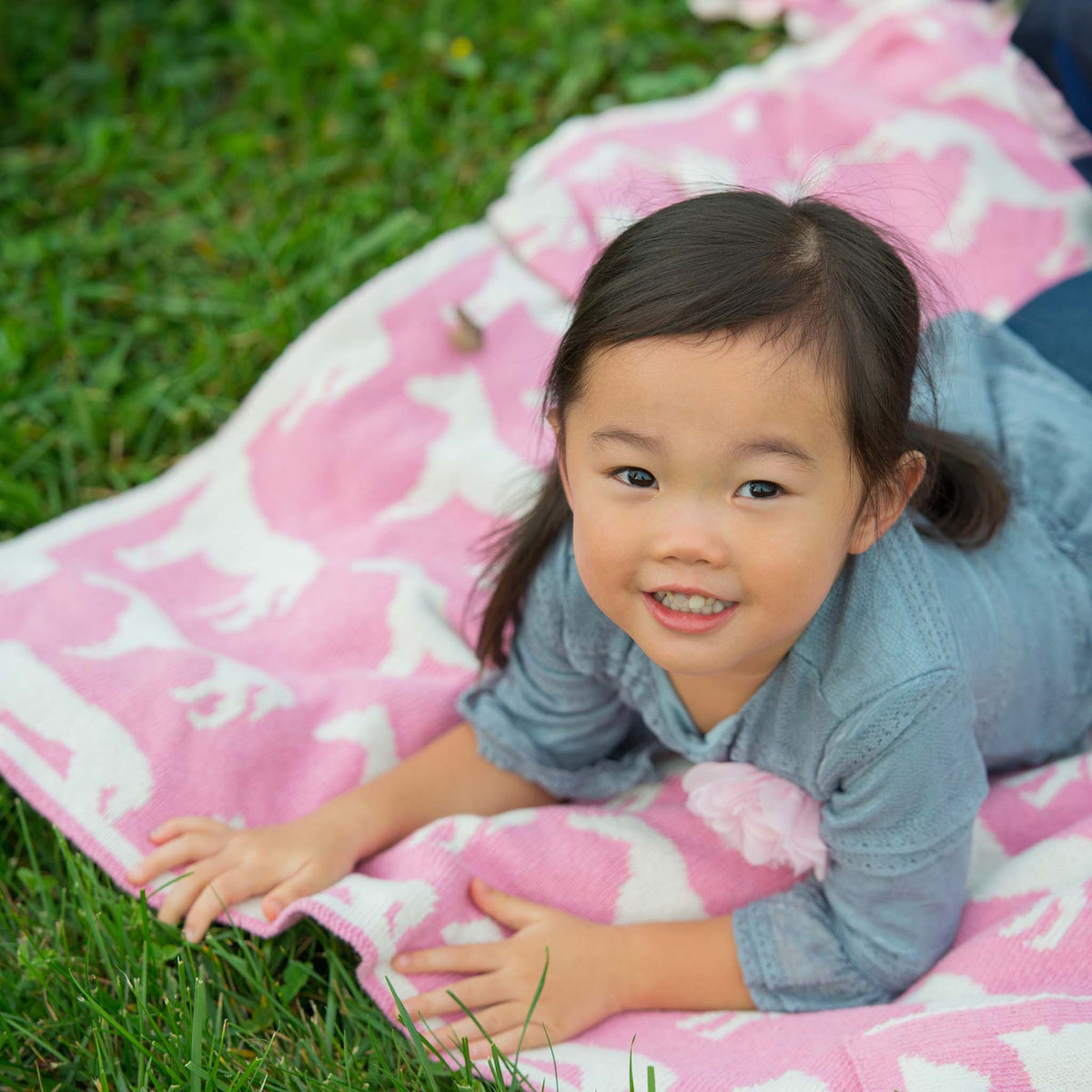 Baby Reversible Pony - Cotton Knit Blanket