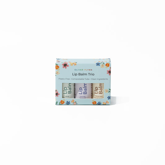 Natural Lip Balm Trio Gift Set – Eco-Friendly, Plastic-Free