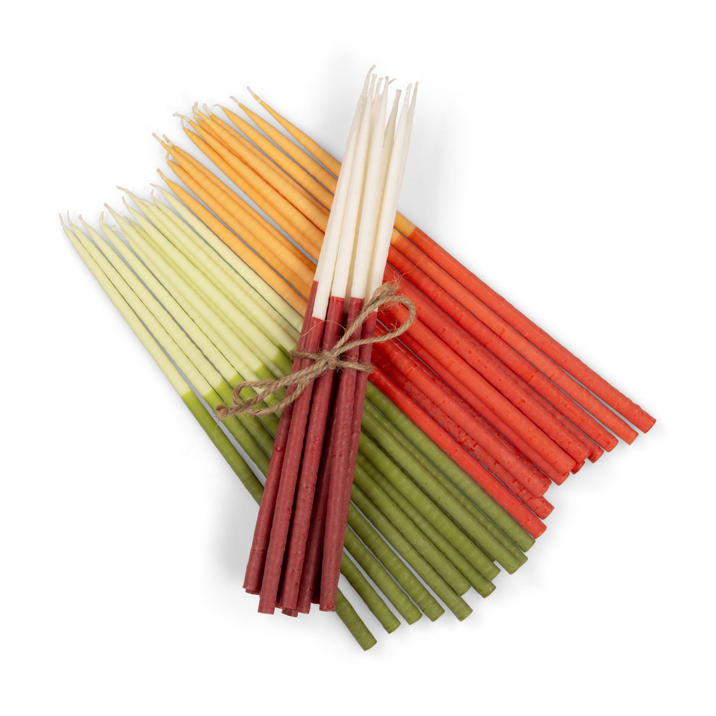 Thin Taper Candles - Two-Tone in Guardsman Red and Pearl