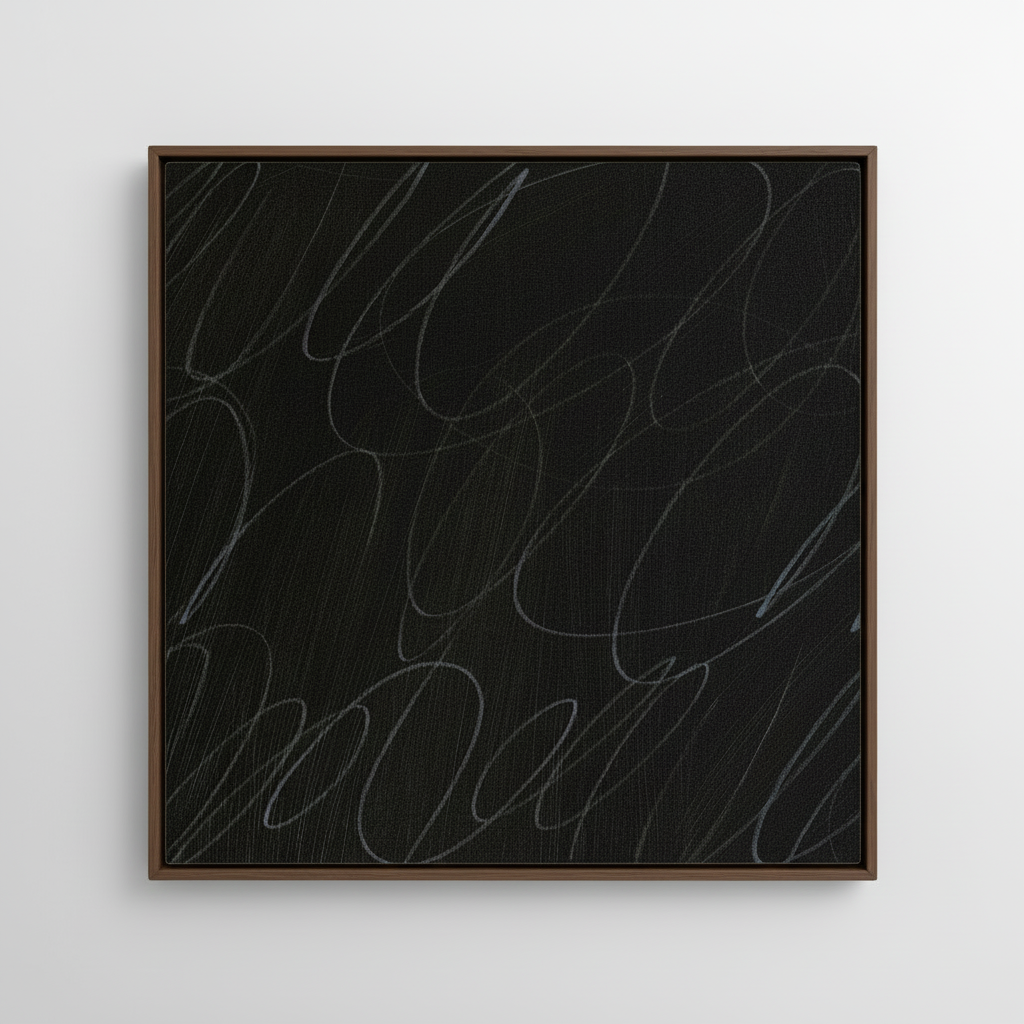 Gestural Marks in Charcoal by DSCVR Art Framed Square Canvas Wall Art