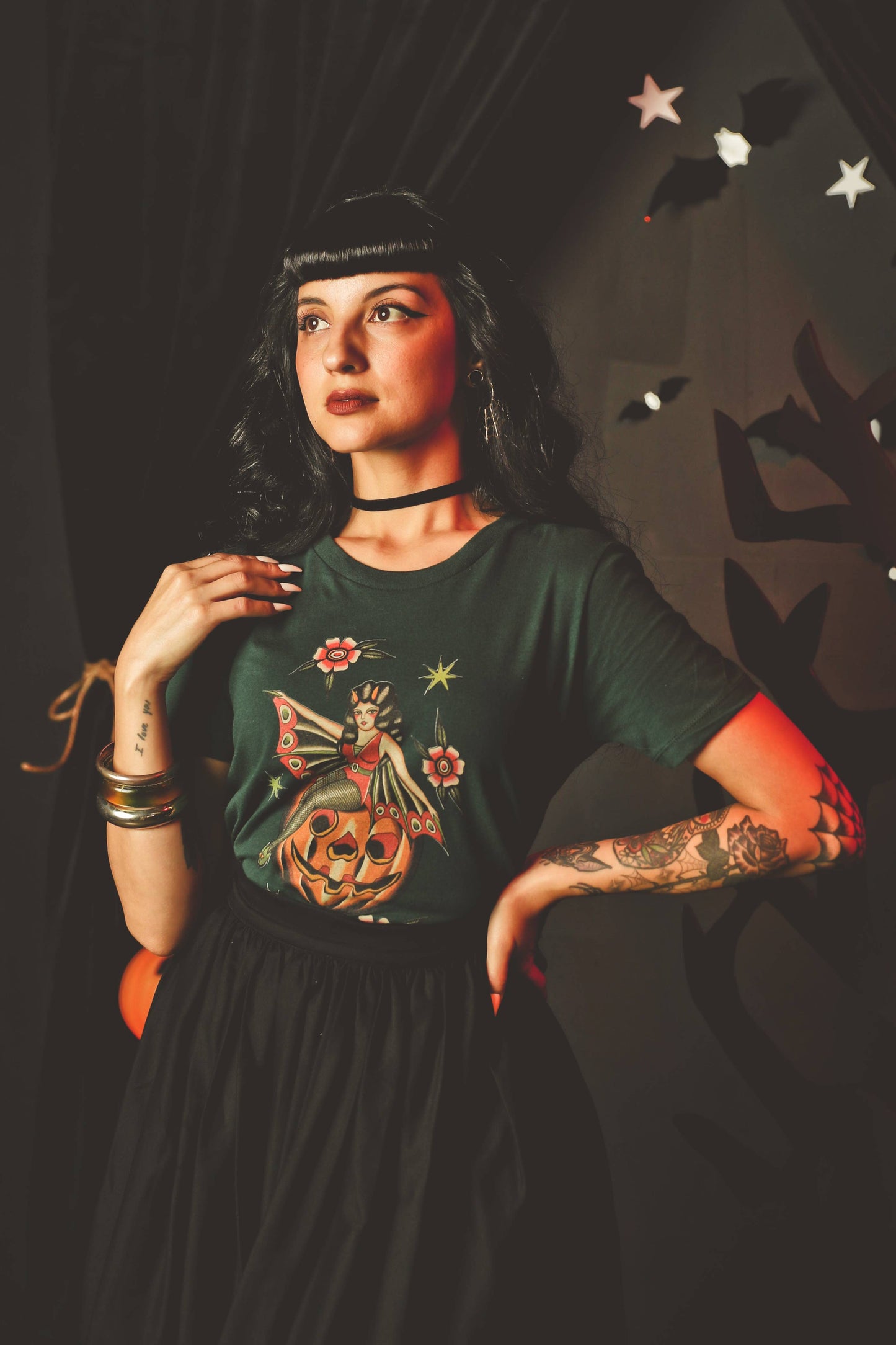 October Child Fitted Tee in Forest Green - SMALL