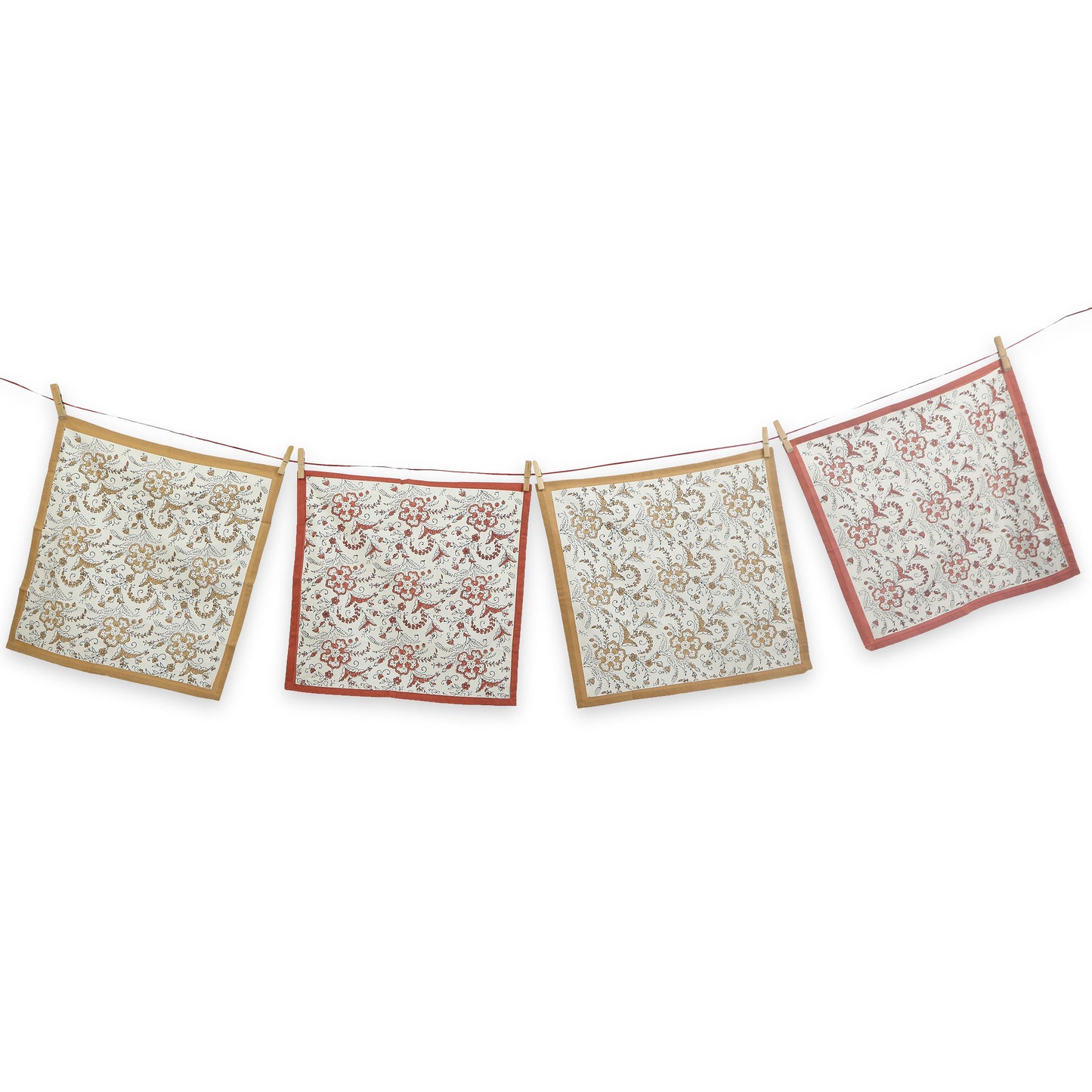 Hand Block Printed Cotton Napkins, Set of 4 | 18″ × 18″ | Fair Trade | Ivy