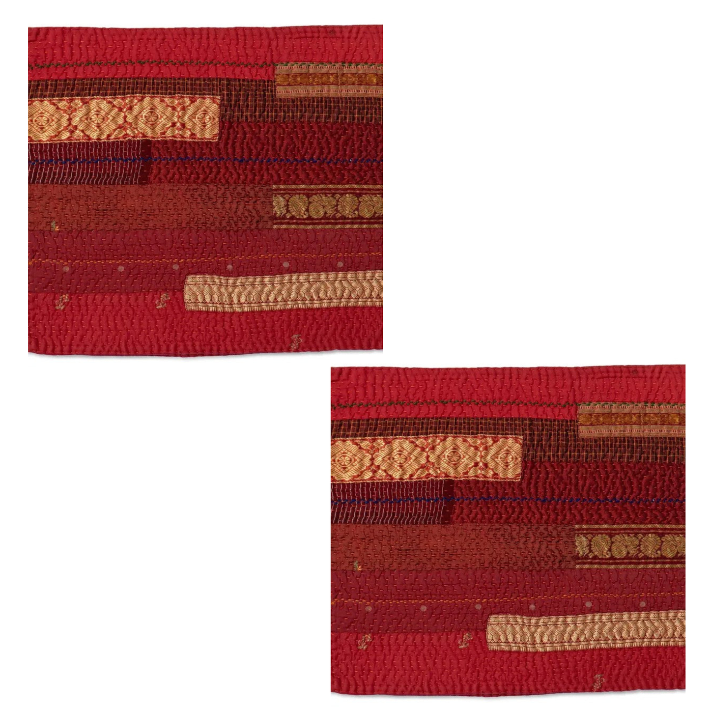 S/2 Red Jewel Striped Kantha Placemat