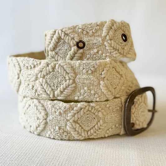 Wandering Clouds Embroidered Wool Belt