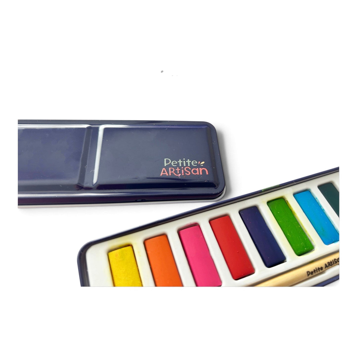 Twelve rich colors in a tin small enough for a backpack